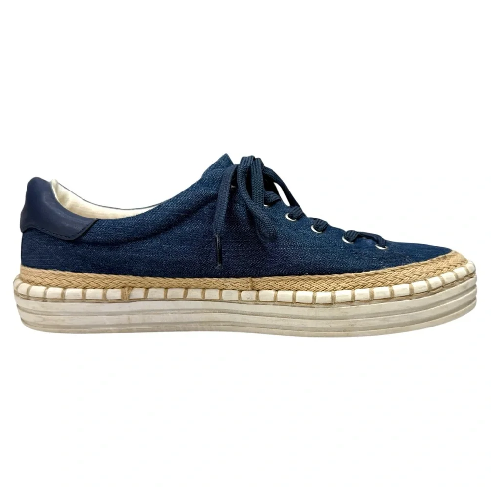 Sam Edelman Kavi Denim Platform Espadrille Sneakers Size 7.5 Coastal Y2K Retro